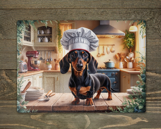 Dachshund Chef Glass Chopping Cutting Board