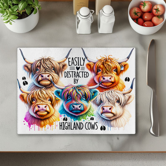 Distracted by Cows Chopping Cutting Board or Coaster