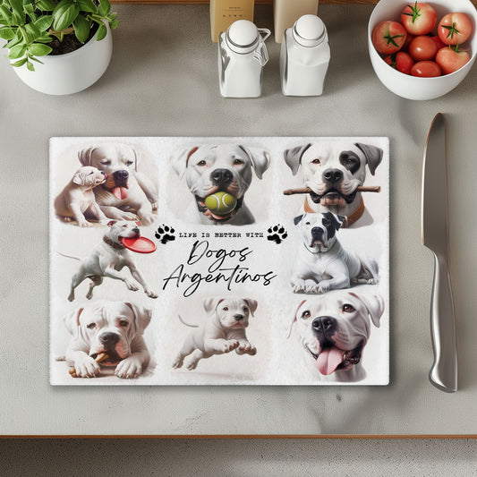 Dogo Argentino Dog Life is Better with Chopping Cutting Board or Coaster