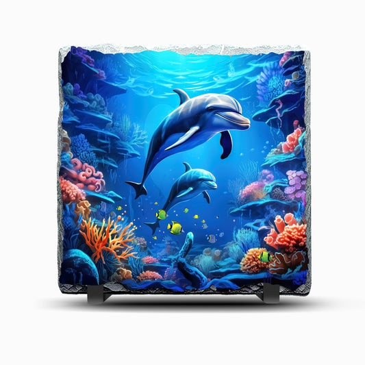 Dolphins Design Printed Rock Slate