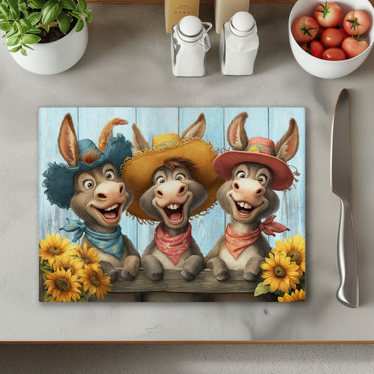 Donkeys Chopping Cutting Board or Coaster