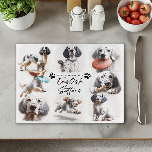 English Setter Dog Life is Better with Chopping Cutting Board or Coaster
