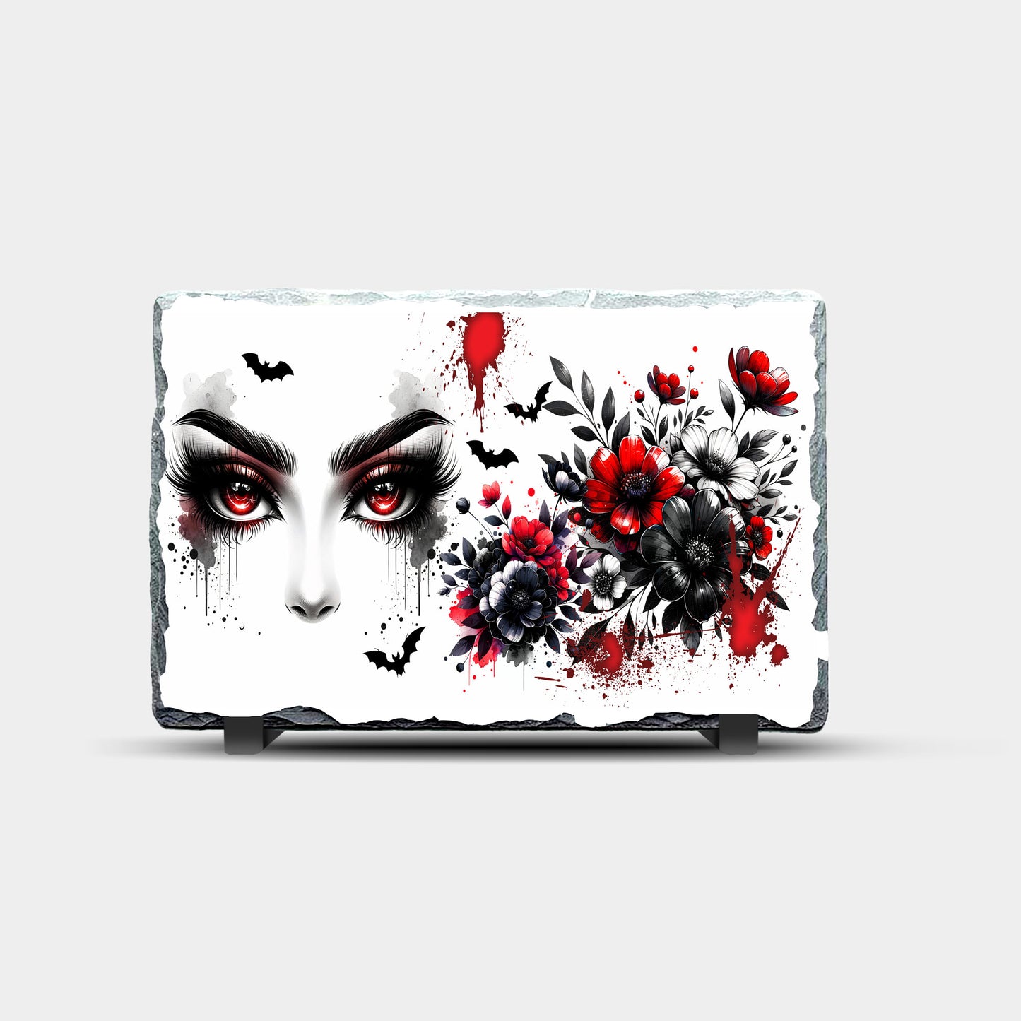 Eyes, Flowers and Bats Design Printed Rock Slate