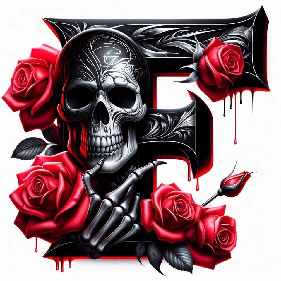 Skull and Roses Initial 20oz Tumbler