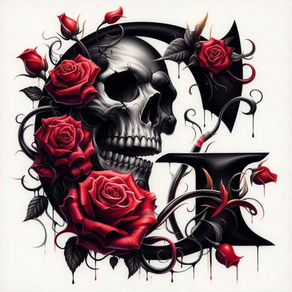 Skull and Roses Initial 20oz Tumbler