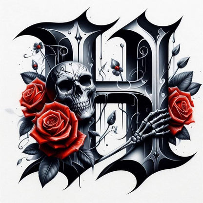 Skull and Roses Initial 20oz Tumbler
