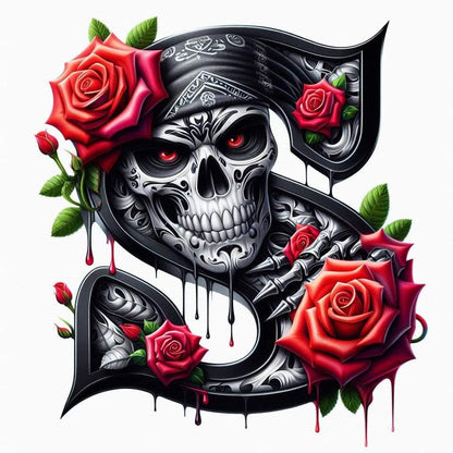 Skull and Roses Initial 20oz Tumbler