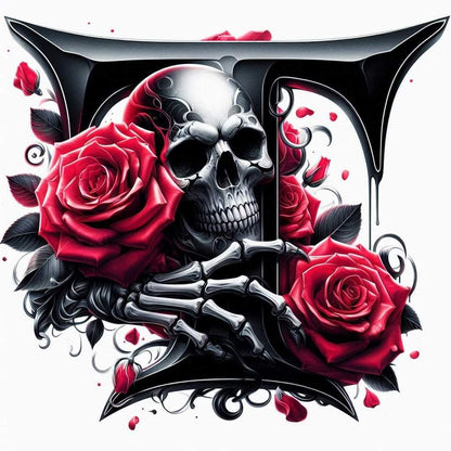 Skull and Roses Initial 20oz Tumbler