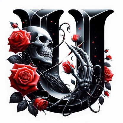 Skull and Roses Initial 20oz Tumbler