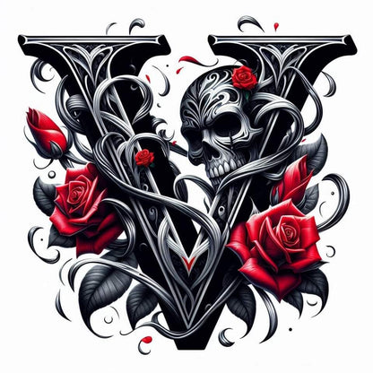Skull and Roses Initial 20oz Tumbler