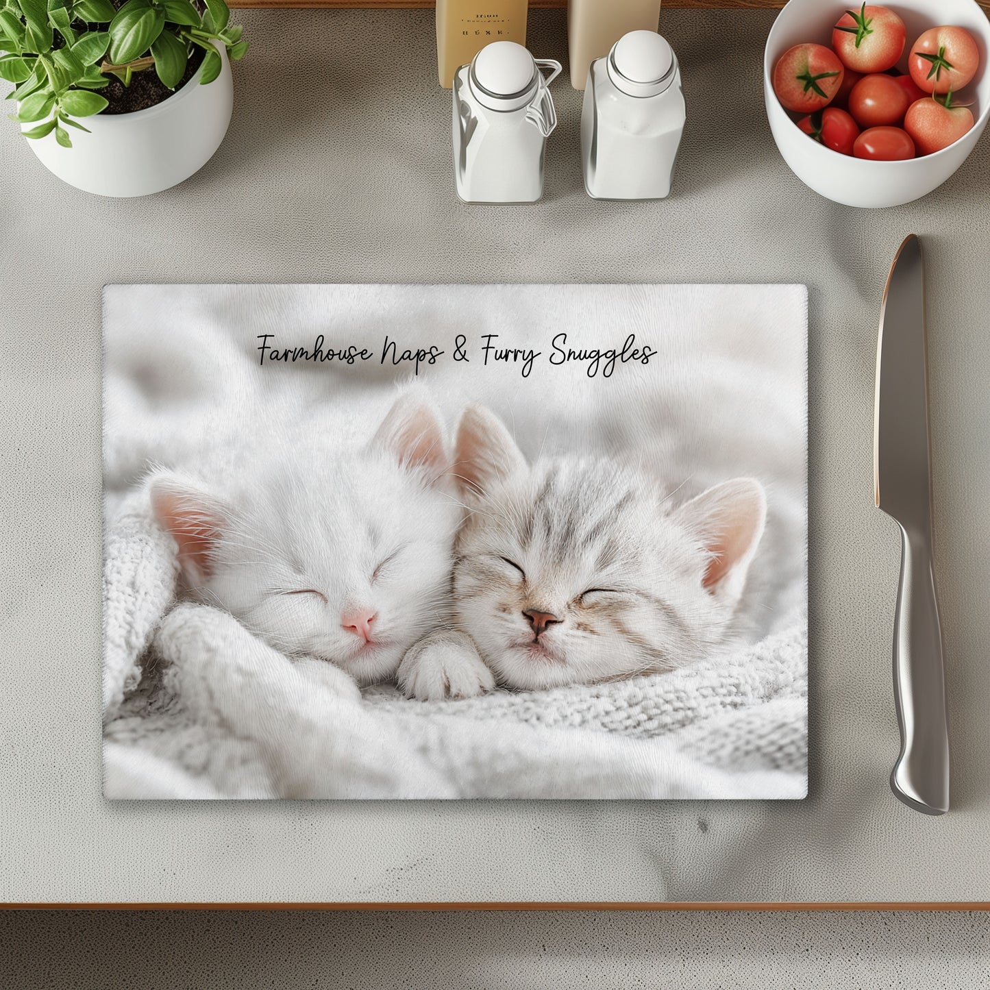 Cats Farmhouse Naps Chopping Cutting Board or Coaster