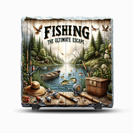 Fishing Design Printed Rock Slate