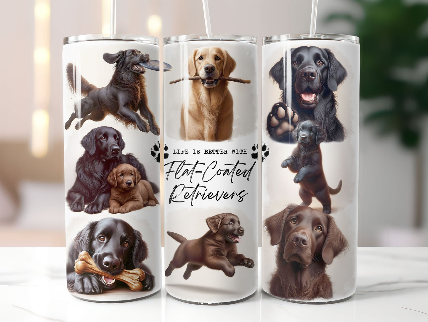 Flat Coated Retriever Dog Life is Better with 20oz Tumbler