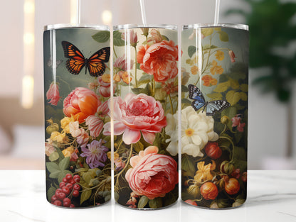 Flowers and Butterflies Design 20oz Tumbler