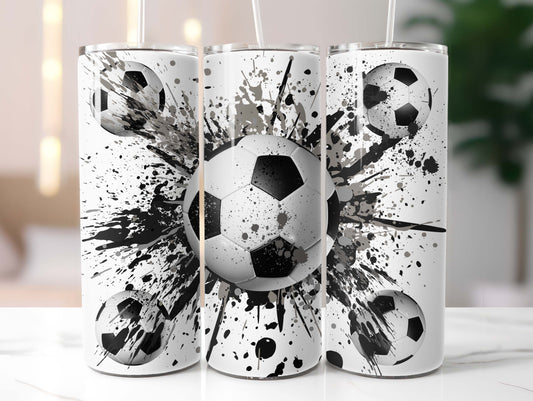 Football Black and White 20oz Tumbler