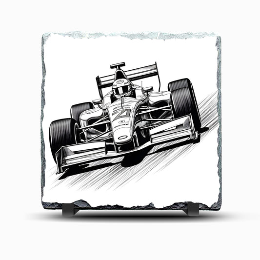 Formula 1 Car Black and White Design Printed Rock Slate