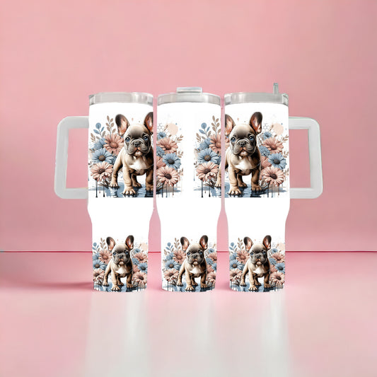 Frenchie and Flowers 40oz Tumbler