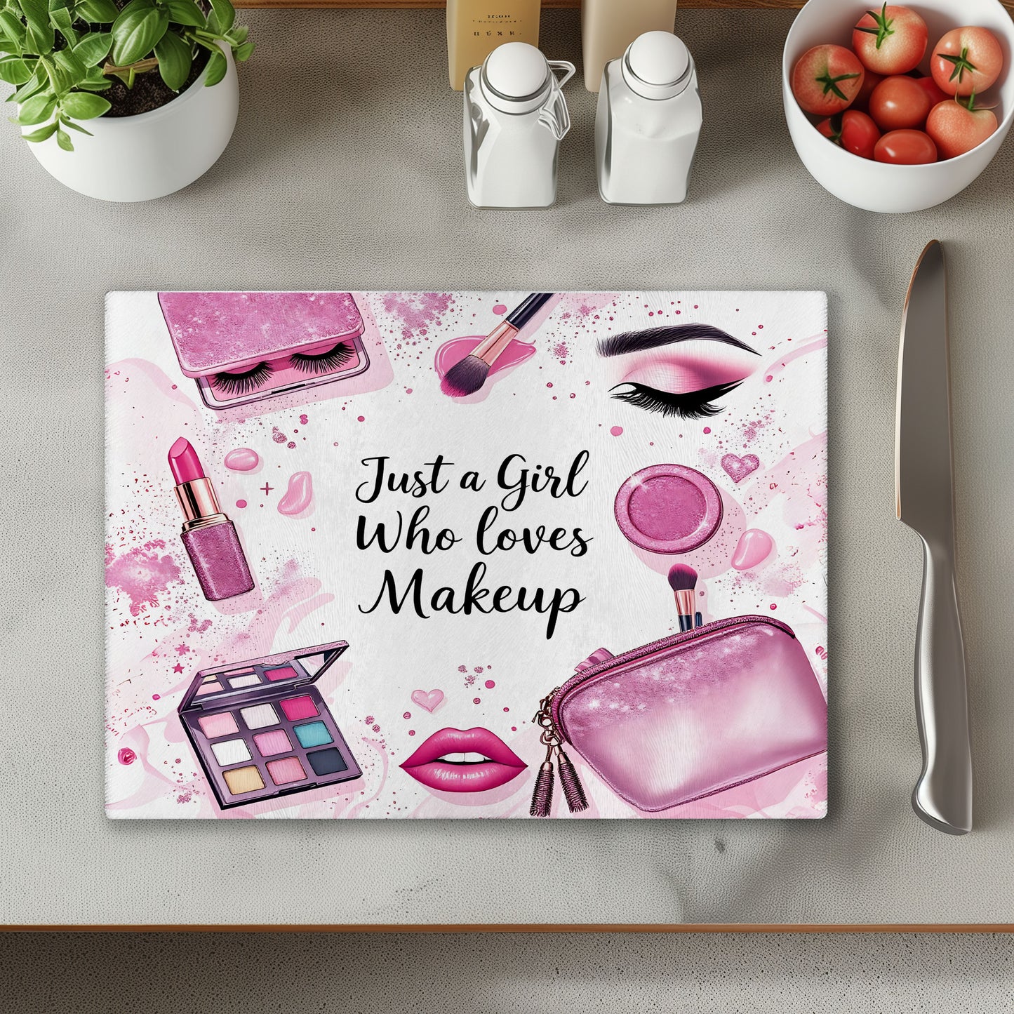 Girl Who Loves Make Up Chopping Cutting Board or Coaster