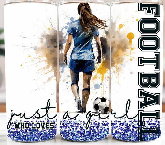 Football Girl Blue 20oz Tumbler