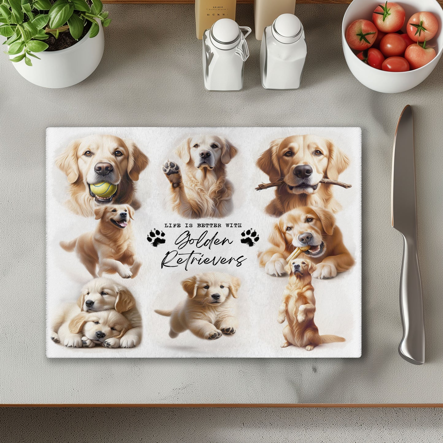 Golden Retriever 1 Dog Life is Better with Chopping Cutting Board or Coaster