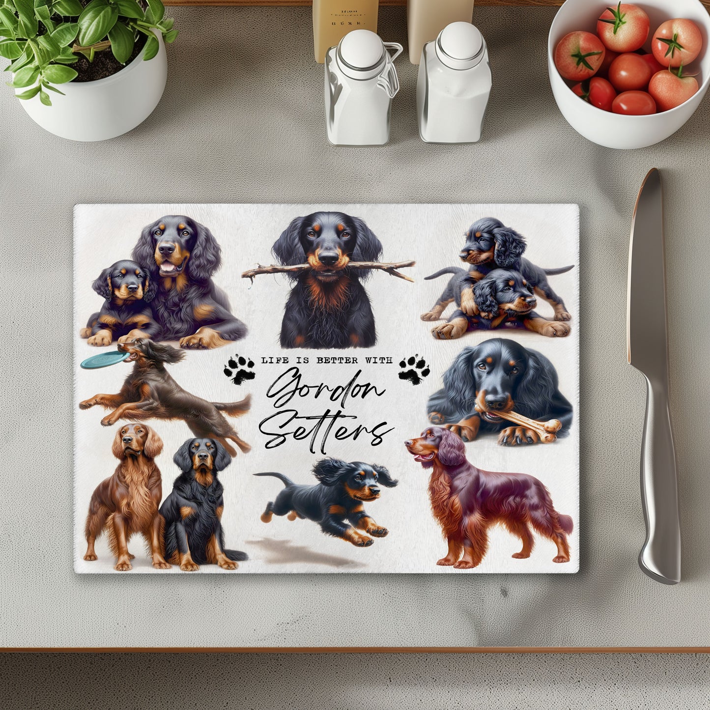 Gordon Setter Dog Life is Better with Chopping Cutting Board or Coaster
