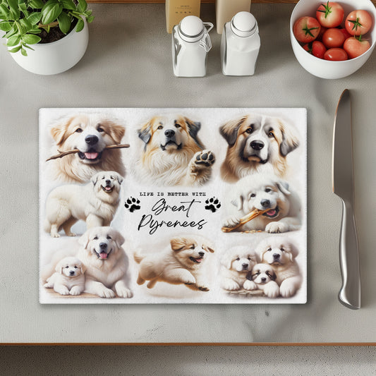 Great Pyrenees Dog Life is Better with Chopping Cutting Board or Coaster
