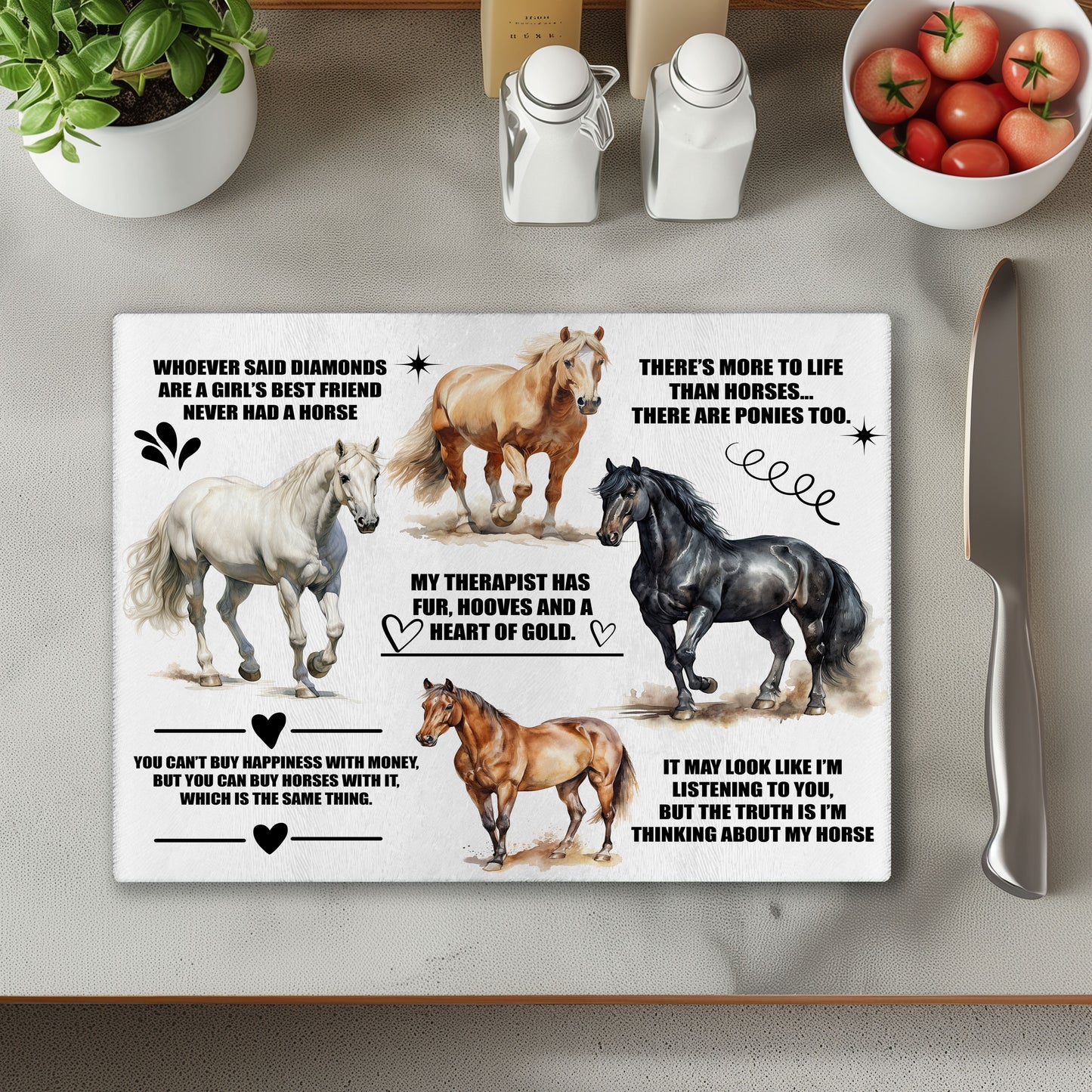 Horse Quotes Glass Chopping Cutting Board