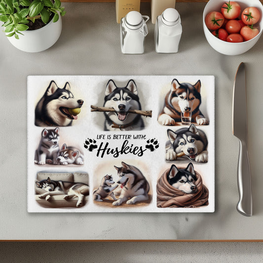 Huskey Dog Life is Better with Chopping Cutting Board or Coaster