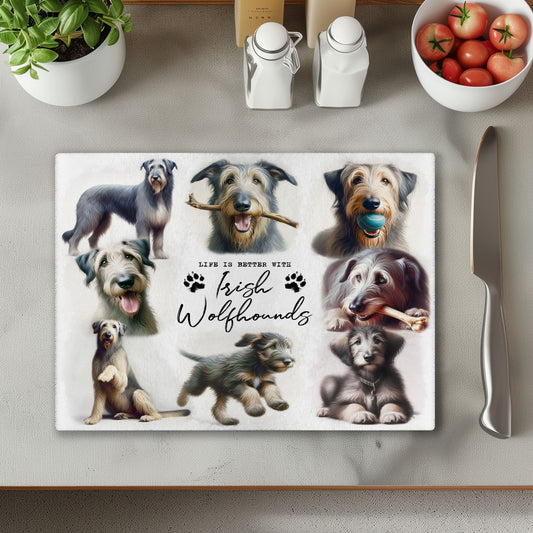 Irish Wolfhound Dog Life is Better with Chopping Cutting Board or Coaster