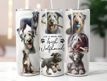 Irish Wolfhound Dog Life is Better with 20oz Tumbler