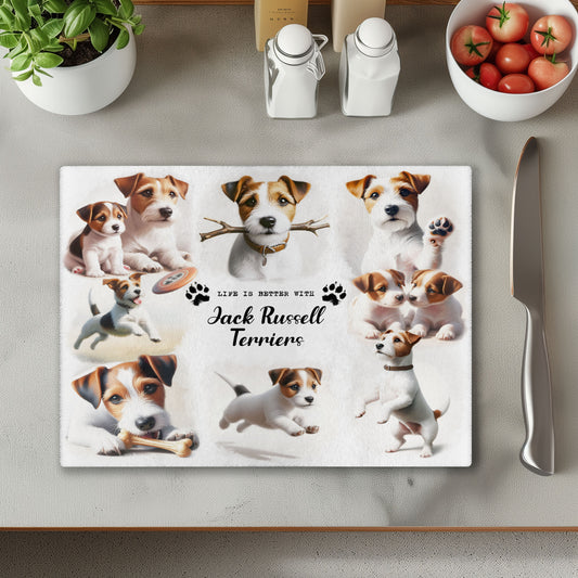 Jack Russell Terrier Dog Life is Better with Chopping Cutting Board or Coaster
