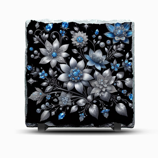 Jewelled Flowers Design Printed Rock Slate