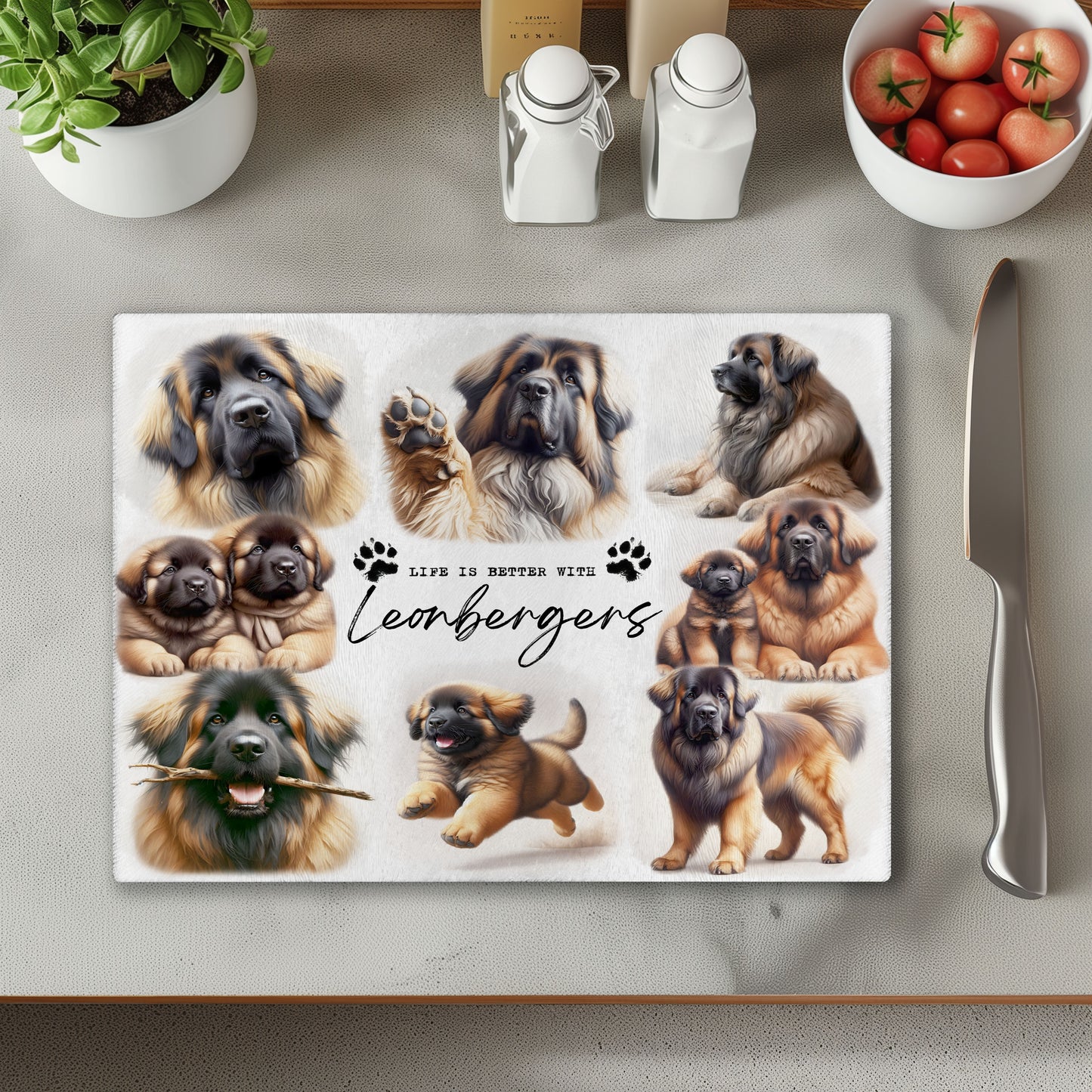 Leonberger Dog Life is Better with Chopping Cutting Board or Coaster