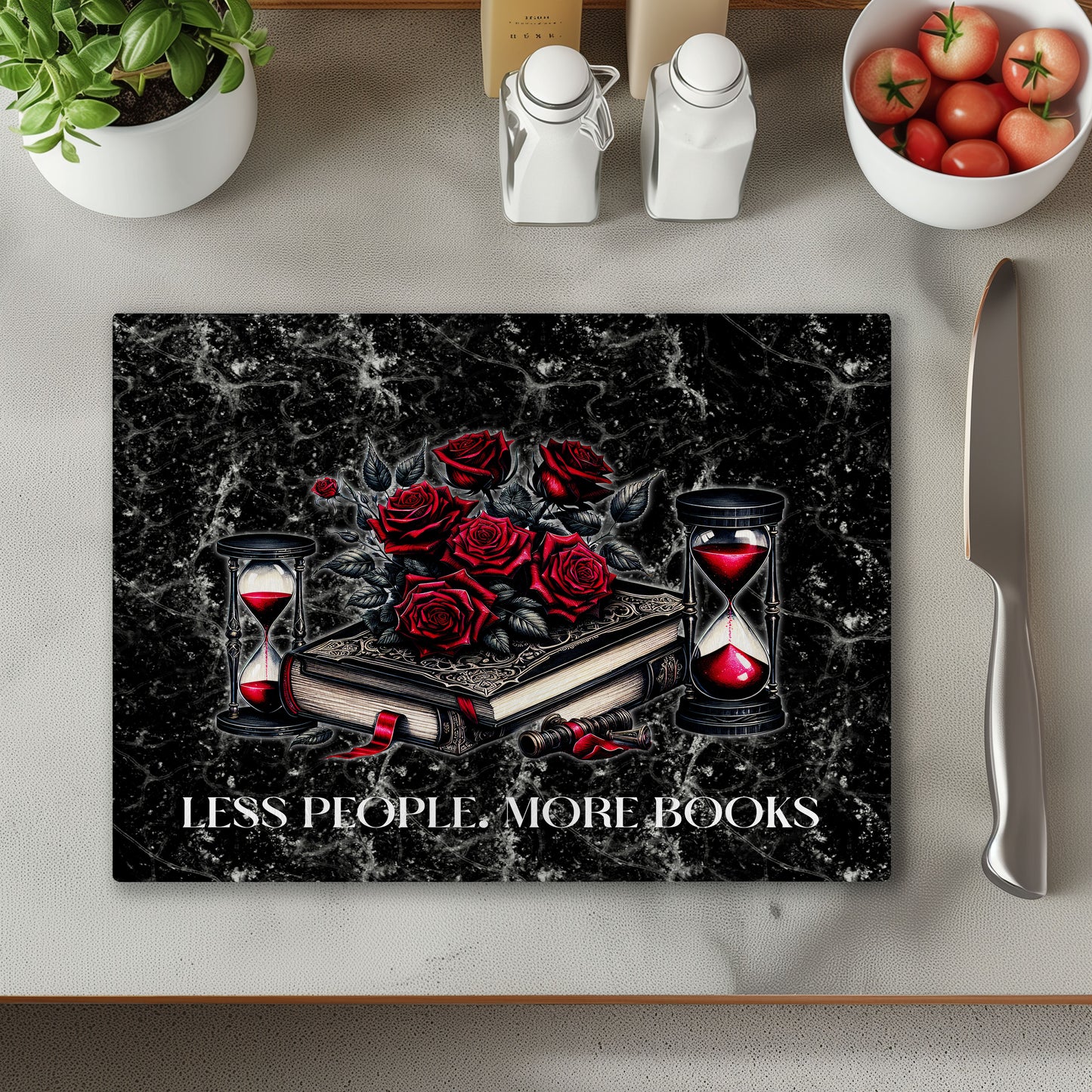 Less People More Books Chopping Cutting Board or Coaster