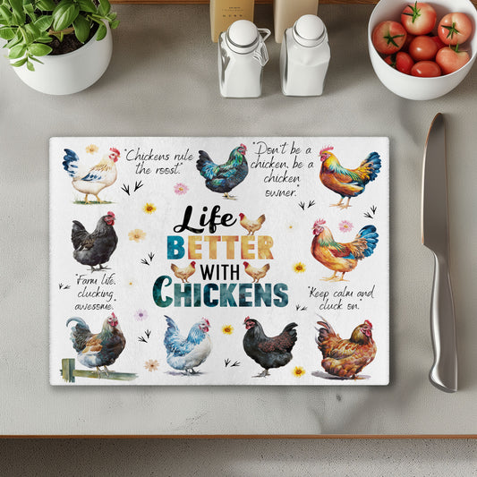 Life Is Better With Chickens Chopping Cutting Board or Coaster