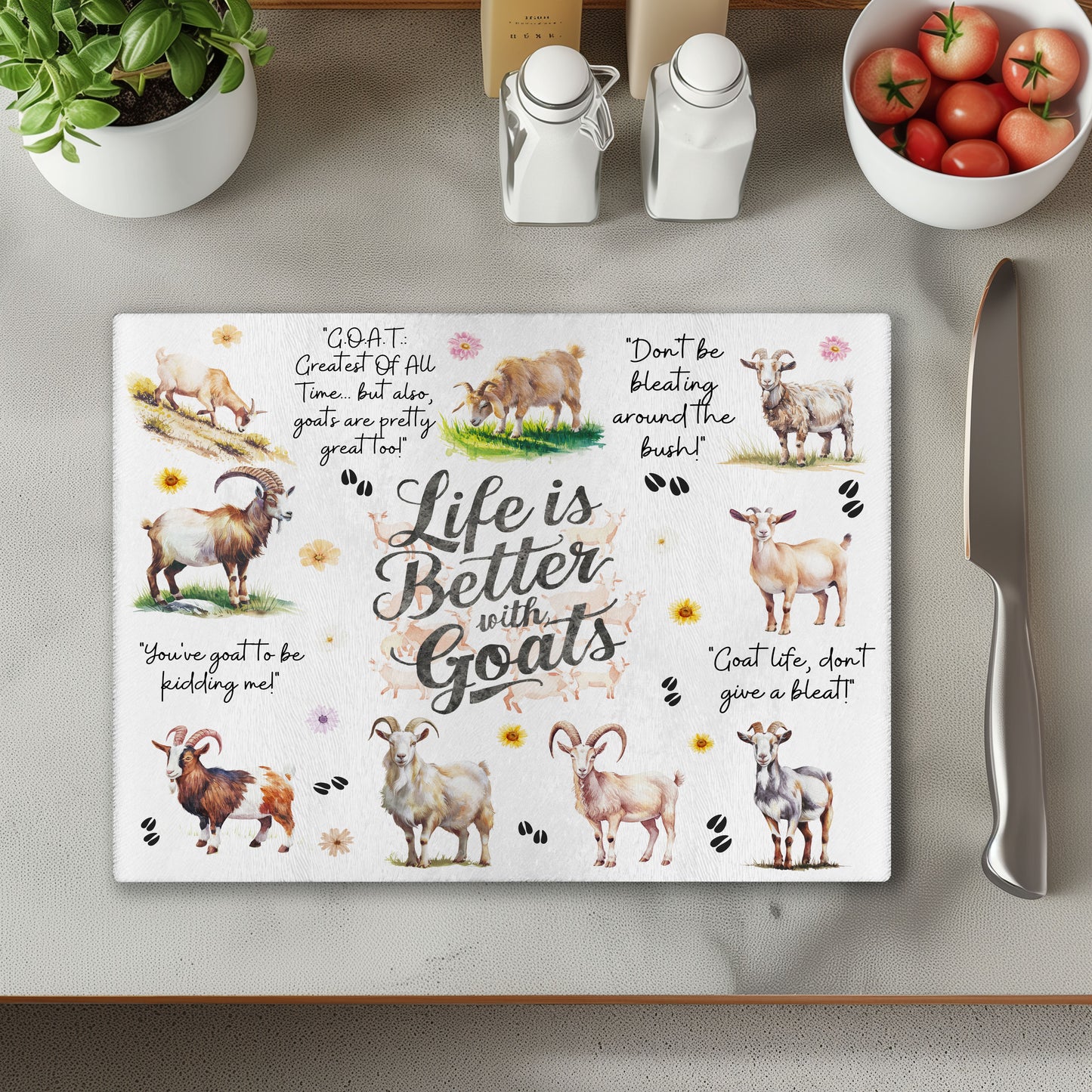 Life Is Better With Goats Chopping Cutting Board or Coaster
