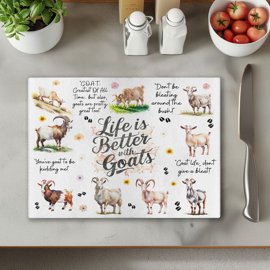 Life Is Better With Goats Chopping Cutting Board or Coaster
