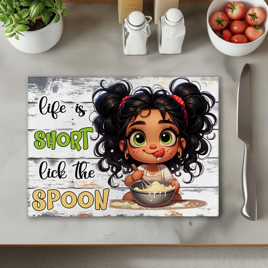 Lick The Spoon Girl Chopping Cutting Board or Coaster