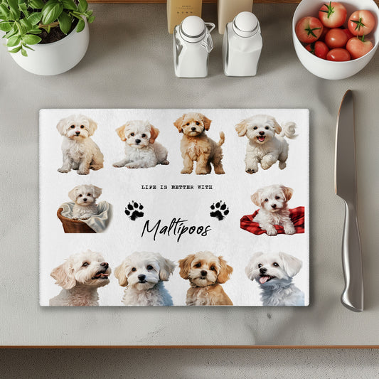 Maltipoo Dog Life is Better with Chopping Cutting Board or Coaster