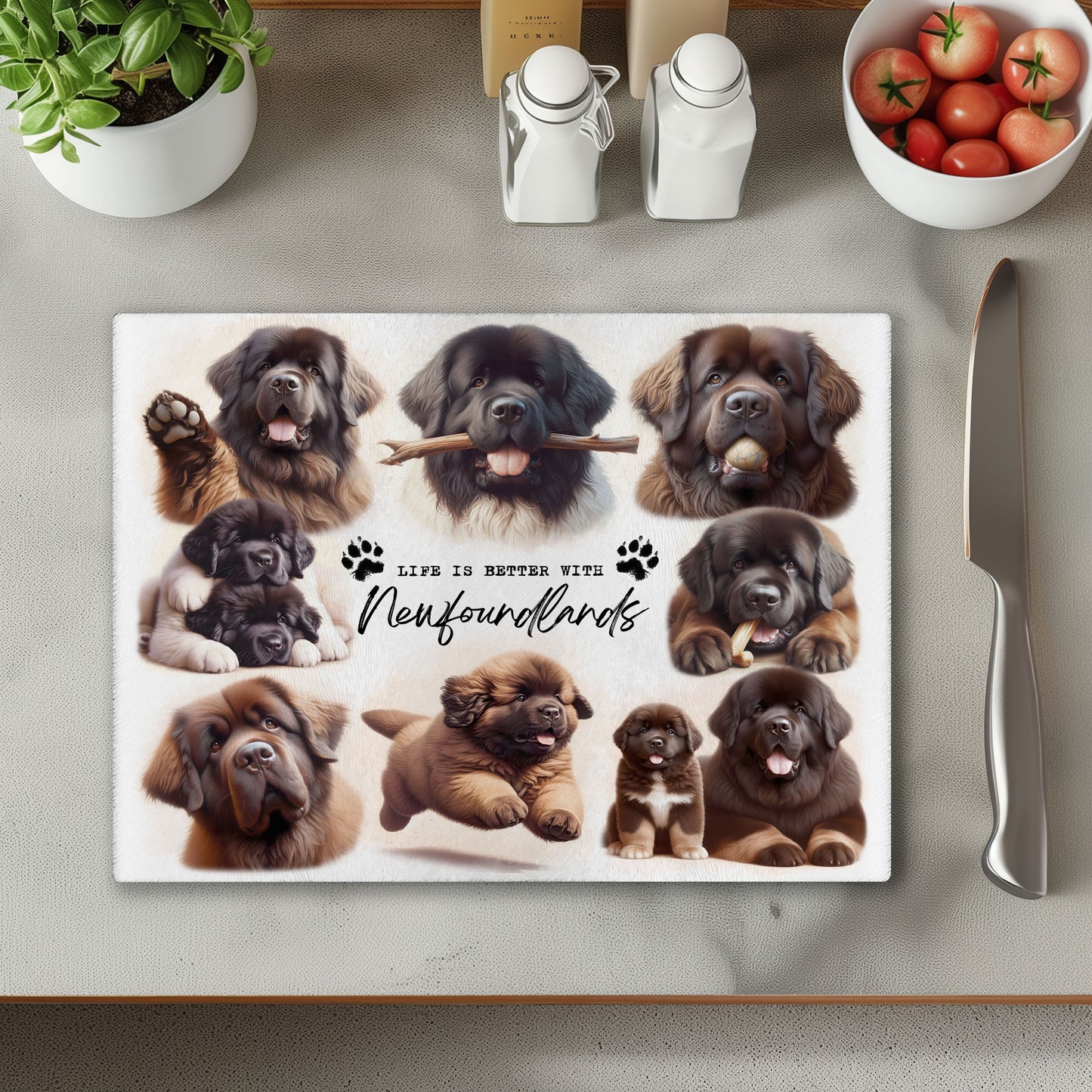 Newfoundland Dog Life is Better with Chopping Cutting Board or Coaster