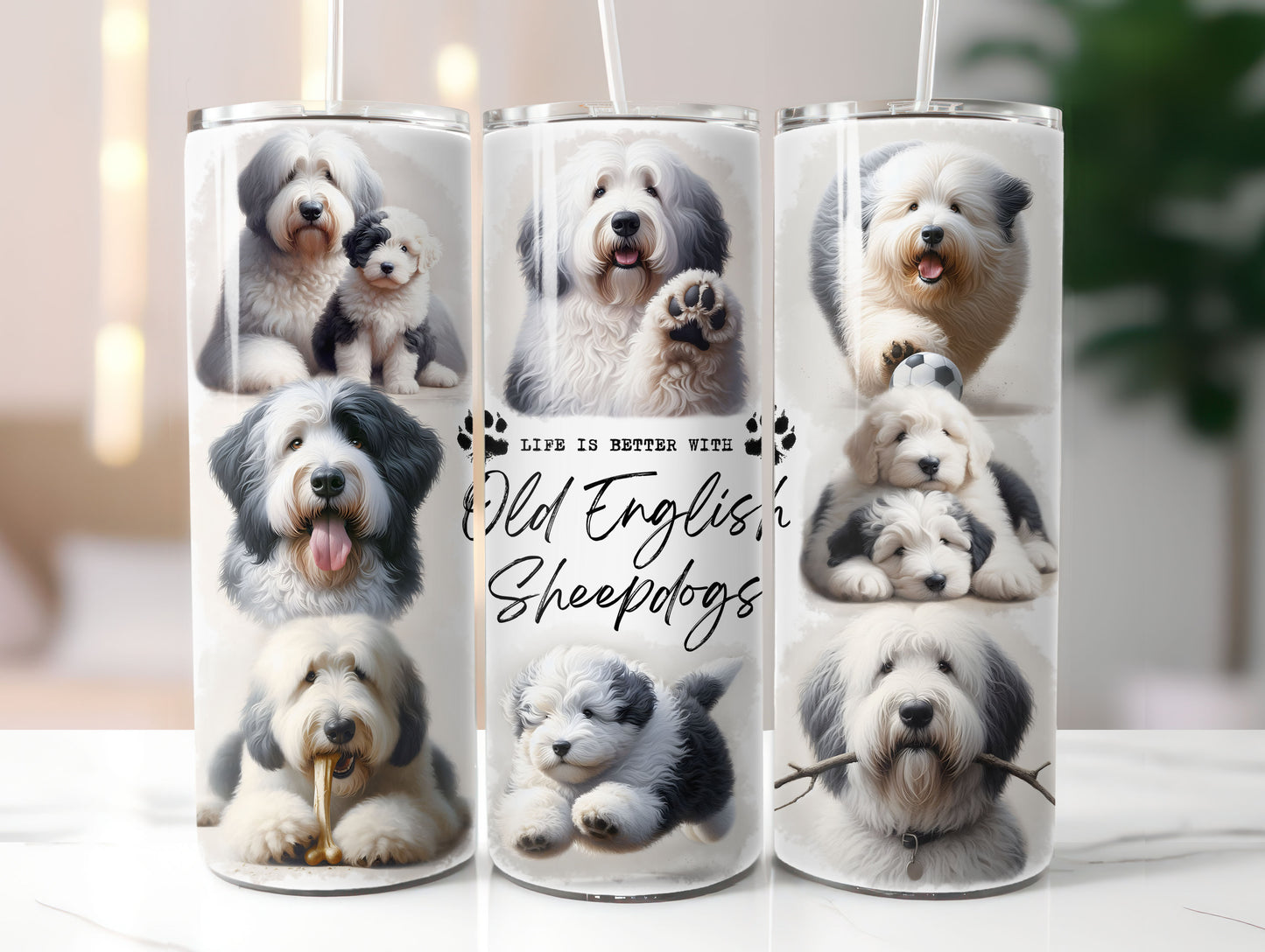 Old English Sheepdog Dog Life is Better with 20oz Tumbler
