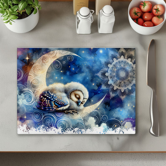 Owl Glass Chopping Cutting Board
