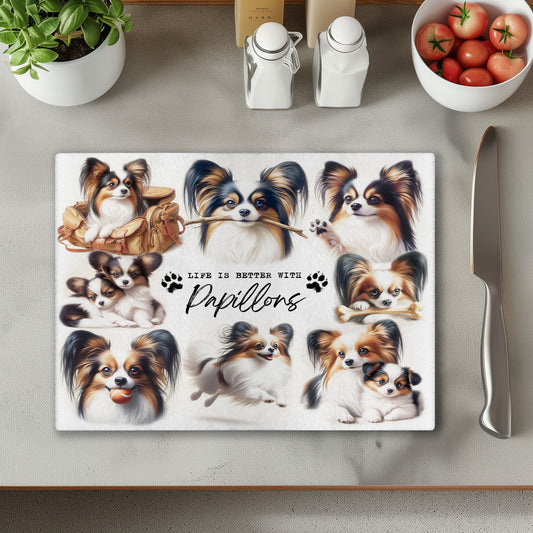 Papillon Dog Life is Better with Chopping Cutting Board or Coaster