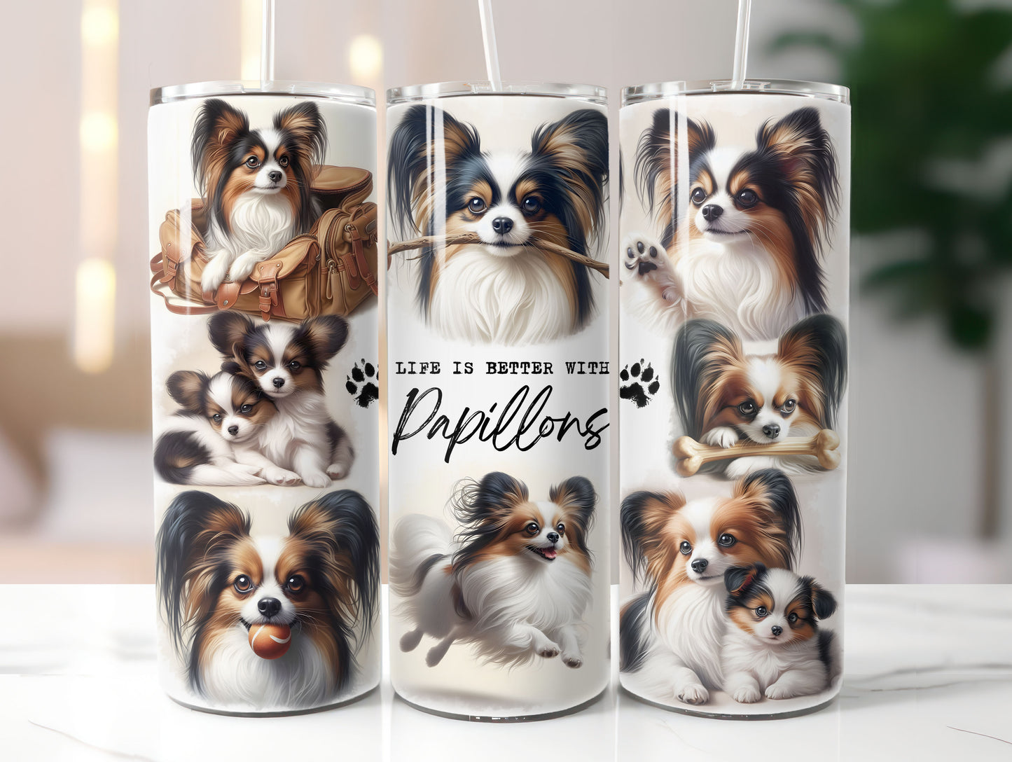 Papillon Dog Life is Better with 20oz Tumbler