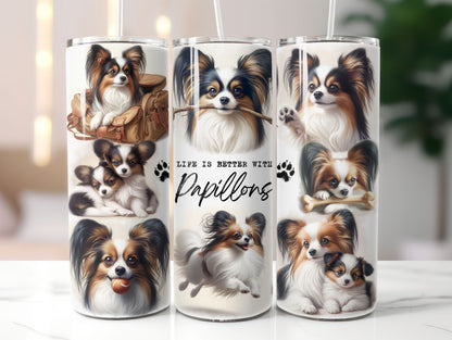 Papillon Dog Life is Better with 20oz Tumbler