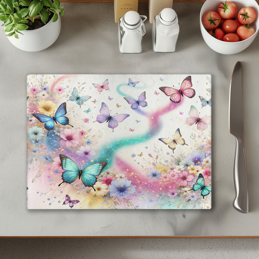 Pastel Butterflies Butterfly Chopping Cutting Board or Coaster