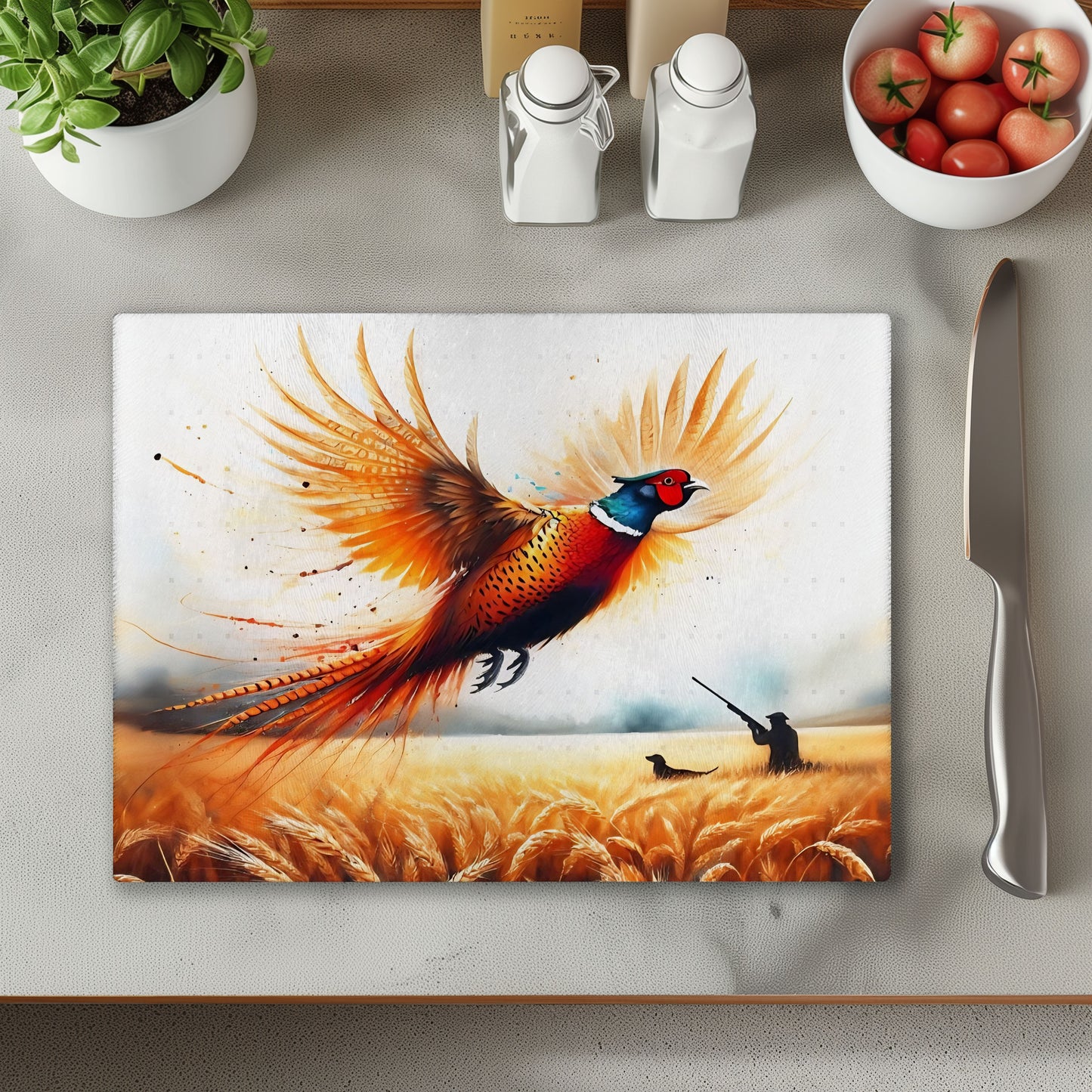 Pheasant Hunting Chopping Cutting Board or Coaster