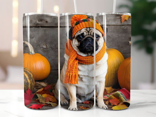Dog Pug Pumpkins 20oz Tumbler