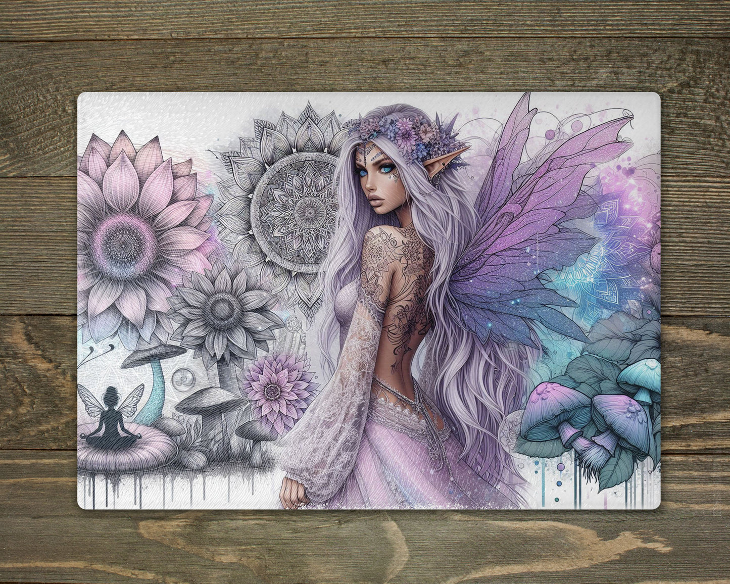 Purple Fairy Chopping Cutting Board