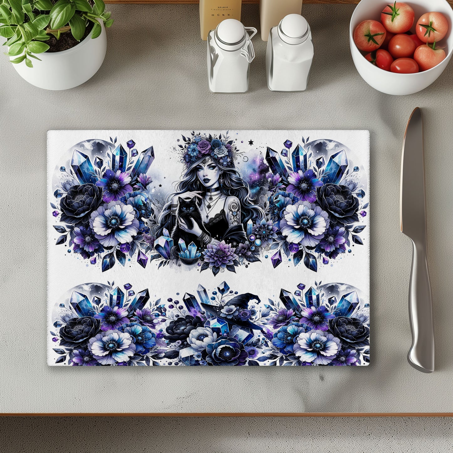 Purple Witch Chopping Cutting Board or Coaster